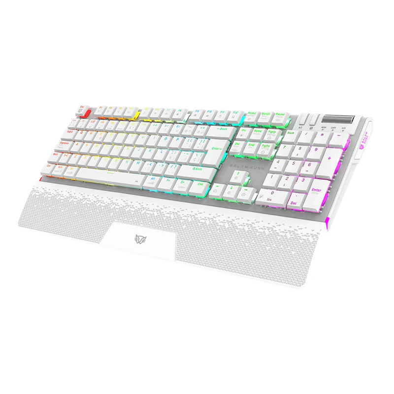 Teclado Gamer Balam Rush Dominate Expert Gk979i / Dual Recargable / Usb C - Bt Dongle / Multidispositivos / Rgb / 105 Teclas / EspaÑol / Ergonomico / Mecanico / Win- Ios - Android/ Blanco / Br-940399
