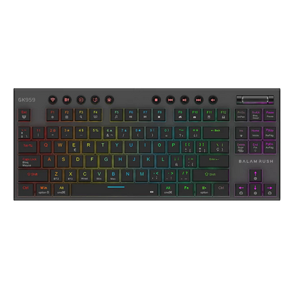 Teclado Gamer Dominate Expert Gk959 / Inalambrico Dual / Mecanico / Ilumnacion Rgb / Recargable / 87 Teclas / Win - Mac - Android - Consolas De Juego / EspaÑol / Dongle-bt 5.0 / Negro / Br-940405