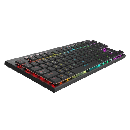 Teclado Gamer Dominate Expert Gk959 / Inalambrico Dual / Mecanico / Ilumnacion Rgb / Recargable / 87 Teclas / Win - Mac - Android - Consolas De Juego / EspaÑol / Dongle-bt 5.0 / Negro / Br-940405