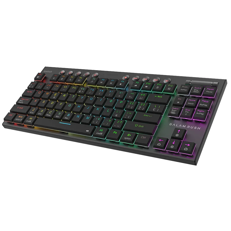 Teclado Gamer Dominate Expert Gk959 / Inalambrico Dual / Mecanico / Ilumnacion Rgb / Recargable / 87 Teclas / Win - Mac - Android - Consolas De Juego / EspaÑol / Dongle-bt 5.0 / Negro / Br-940405