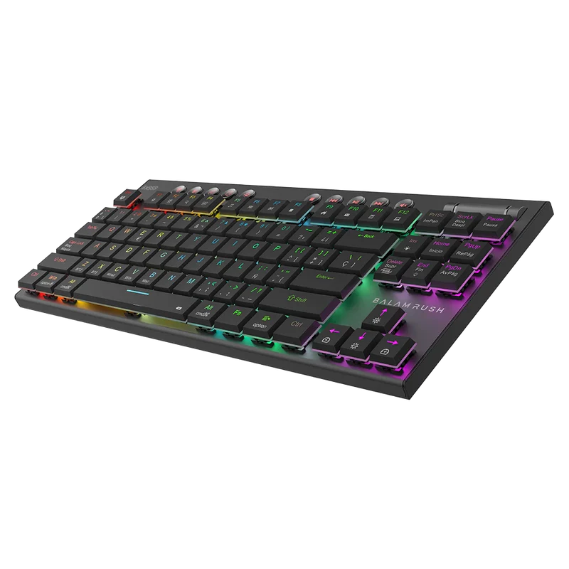 Teclado Gamer Dominate Expert Gk959 / Inalambrico Dual / Mecanico / Ilumnacion Rgb / Recargable / 87 Teclas / Win - Mac - Android - Consolas De Juego / EspaÑol / Dongle-bt 5.0 / Negro / Br-940405