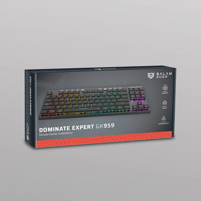 Teclado Gamer Dominate Expert Gk959 / Inalambrico Dual / Mecanico / Ilumnacion Rgb / Recargable / 87 Teclas / Win - Mac - Android - Consolas De Juego / EspaÑol / Dongle-bt 5.0 / Negro / Br-940405