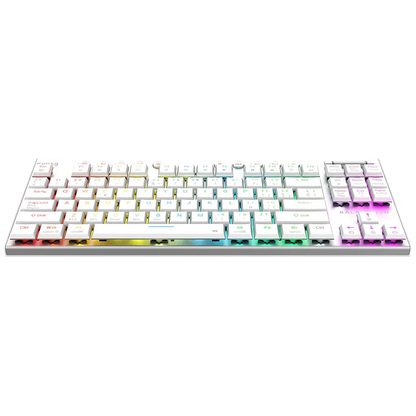 Teclado Gamer Dominate Expert Gk959 / Inalambrico Dual / Mecanico / Ilumnacion Rgb / Recargable / 87 Teclas / Win - Mac - Android - Consolas De Juego / EspaÑol / Dongle-bt 5.0 / Blanco / Br-940412