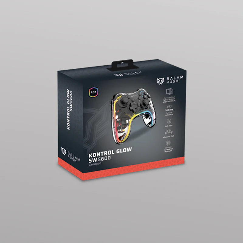 Gamepad Balam Rush Kontrol Glow Swg600 / Control Game Pad Inalambrico Recargable / Bt 5.0 / Rgb / Vibracion Dual / Axis Gyro / 8hr De Juego / N Switch Lite Oled - Android - Ios - Pc / Br-940467