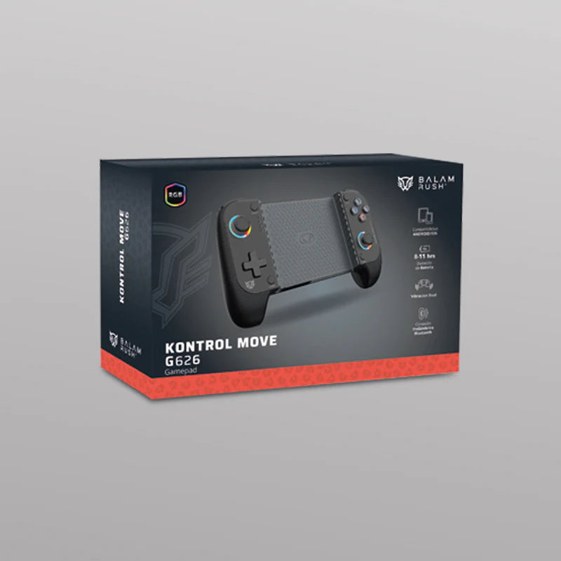 Gamepad Gamer Balam Rush Kontrol Move G626 / Game Pad Control / Inalambrico - Bt 5.0 / P- Celular / Android - Ios / Rgb / Recargable / Turbo - Vibracion Dual / Joystick Anti Drift / Negro / Br-940474