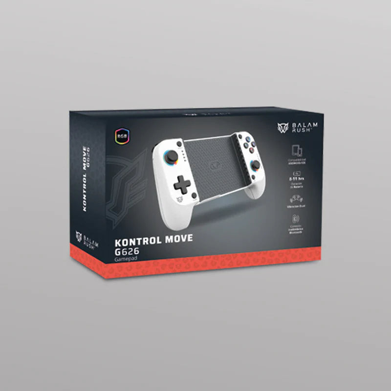 Gamepad Gamer Balam Rush Kontrol Move G626 / Game Pad Control / Inalambrico -bt 5.0 / P- Celular / Android - Ios / Rgb / Recargable / Turbo - Vibracion Dual / Joystick Anti Drift / Blanco / Br-940481