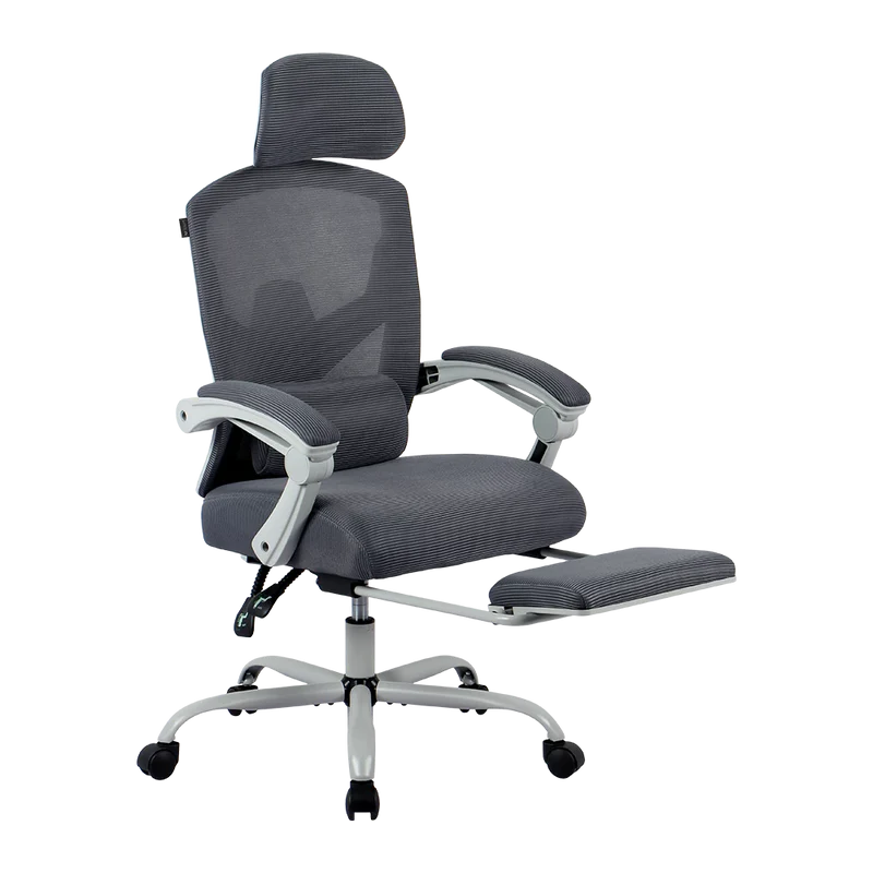 Silla Gamer Balam Rush Bolt Nou G / Hasta 130 Kg / Inclinacion 140 Grados / Piston Clase 3 / Reposapies Acojinado / Cojin Cervical / Cabecera Adaptable / Gris / Br-940559