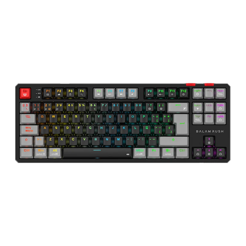 Teclado Gamer Balam Rush Level Pro Gk990 / Inalambrico Dual / Usb C - Dongle Usb - Bt 5.0 / 5 Dispositivos / Rgb / 88 Teclas / EspaÑol / Win- Mac - Android / Mecanico / Multimedia / Negro / Br-940672