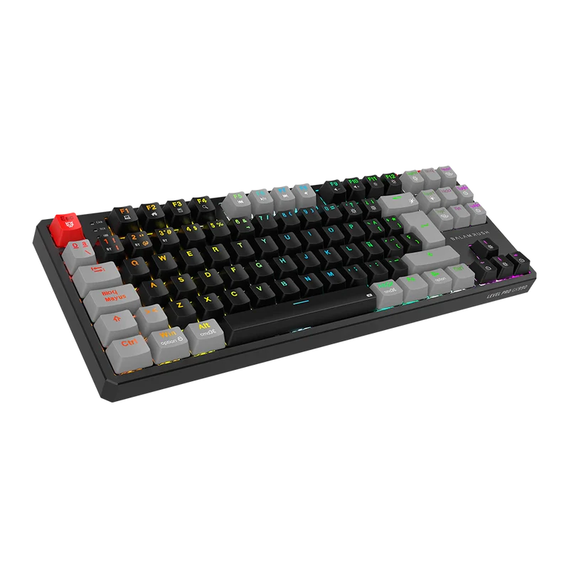 Teclado Gamer Balam Rush Level Pro Gk990 / Inalambrico Dual / Usb C - Dongle Usb - Bt 5.0 / 5 Dispositivos / Rgb / 88 Teclas / EspaÑol / Win- Mac - Android / Mecanico / Multimedia / Negro / Br-940672