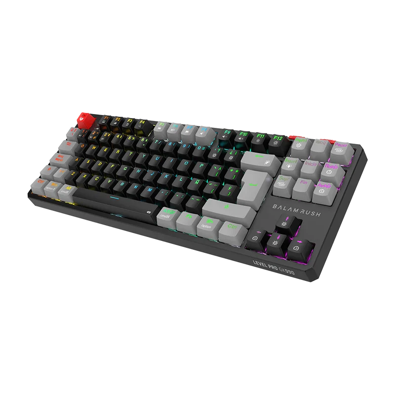 Teclado Gamer Balam Rush Level Pro Gk990 / Inalambrico Dual / Usb C - Dongle Usb - Bt 5.0 / 5 Dispositivos / Rgb / 88 Teclas / EspaÑol / Win- Mac - Android / Mecanico / Multimedia / Negro / Br-940672