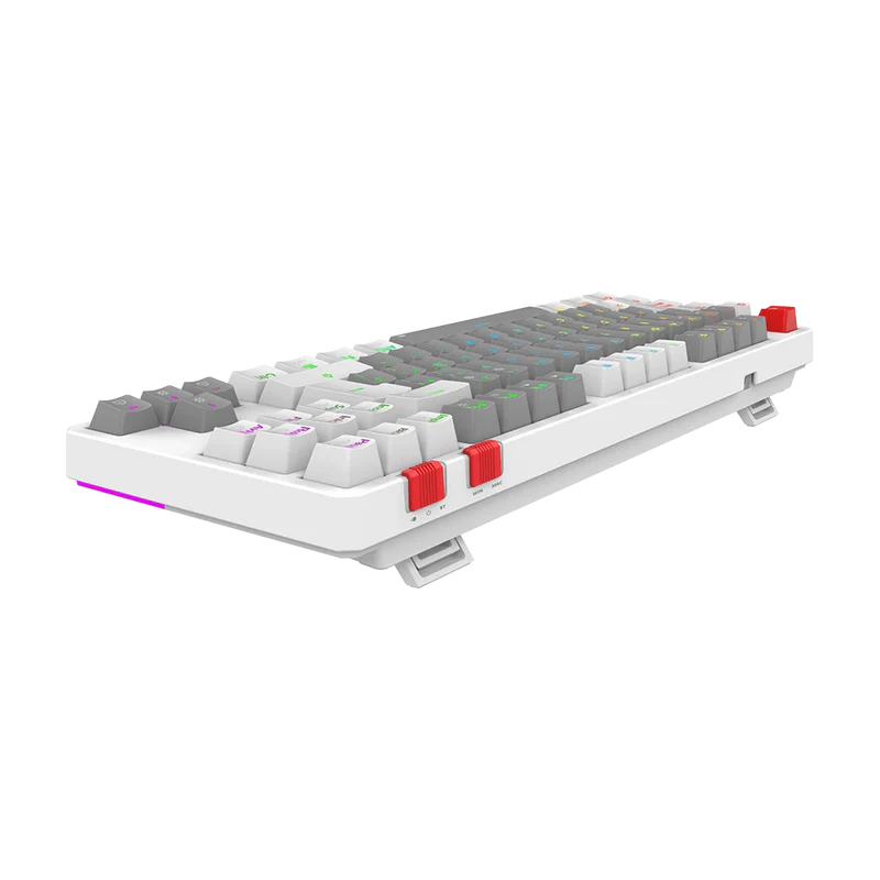 Teclado Gamer Balam Rush Level Pro Gk990 / Dual Recargable / Usb - Bt - Dongle / 5 Dispositivos / Recargable / 88 Teclas / EspaÑol / Win - Mac- Android / Rgb / Mecanico /  Blanco / Br-940689