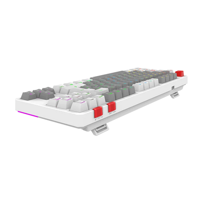 Teclado Gamer Balam Rush Level Pro Gk990 / Dual Recargable / Usb - Bt - Dongle / 5 Dispositivos / Recargable / 88 Teclas / EspaÑol / Win - Mac- Android / Rgb / Mecanico /  Blanco / Br-940689