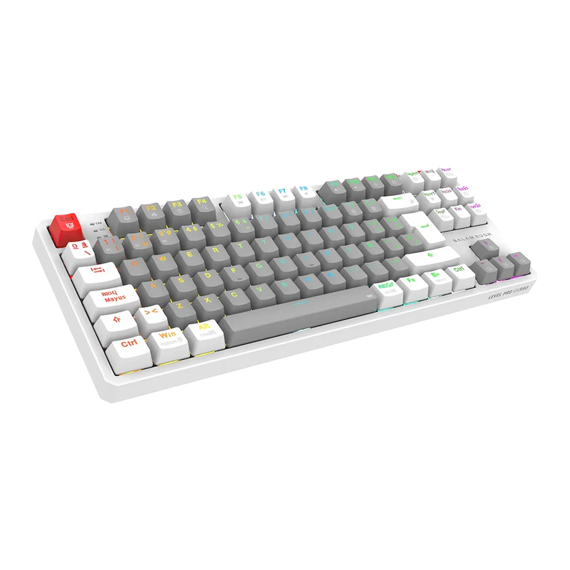 Teclado Gamer Balam Rush Level Pro Gk990 / Dual Recargable / Usb - Bt - Dongle / 5 Dispositivos / Recargable / 88 Teclas / EspaÑol / Win - Mac- Android / Rgb / Mecanico /  Blanco / Br-940689