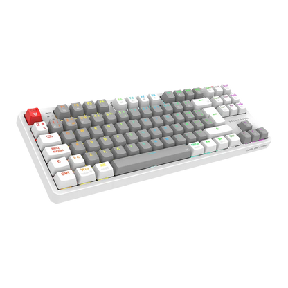Teclado Gamer Balam Rush Level Pro Gk990 / Dual Recargable / Usb - Bt - Dongle / 5 Dispositivos / Recargable / 88 Teclas / EspaÑol / Win - Mac- Android / Rgb / Mecanico /  Blanco / Br-940689