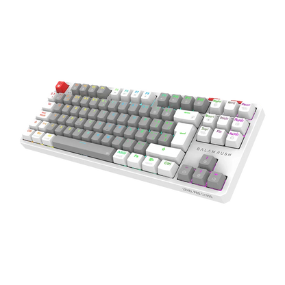 Teclado Gamer Balam Rush Level Pro Gk990 / Dual Recargable / Usb - Bt - Dongle / 5 Dispositivos / Recargable / 88 Teclas / EspaÑol / Win - Mac- Android / Rgb / Mecanico /  Blanco / Br-940689
