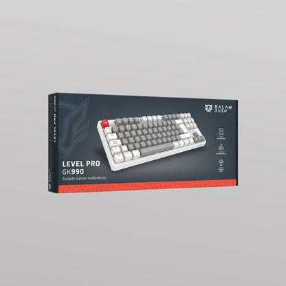 Teclado Gamer Balam Rush Level Pro Gk990 / Dual Recargable / Usb - Bt - Dongle / 5 Dispositivos / Recargable / 88 Teclas / EspaÑol / Win - Mac- Android / Rgb / Mecanico /  Blanco / Br-940689