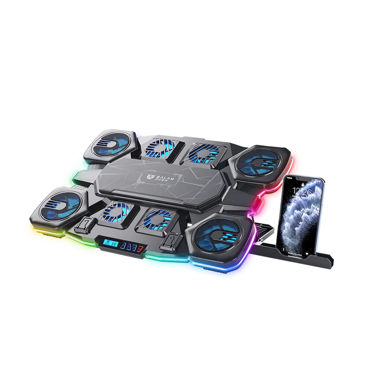 Base Enfriadora Gamer Balam Rush Eolox Cryotech Ef780 / Laptop 17 Pulg / Velocidad Ajustable / 7 Niveles De Altura / 10 Modos De Iluminacion / Soporte P- Celular / Placa Metalica / Negro / Br-941112