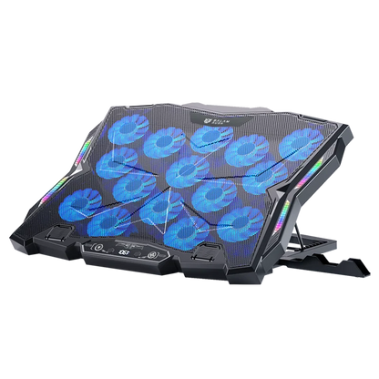 Base Enfriadora Gamer Balam Rush Eolox Frost Ef740 / Laptop 17 Pulg / 15 Ventiladores / Ajuste De Altura Y Velocidad / Iluminacion Rgb / Soporte P Celular / Puerto Usb A - Usb C / Negro / Br-941136