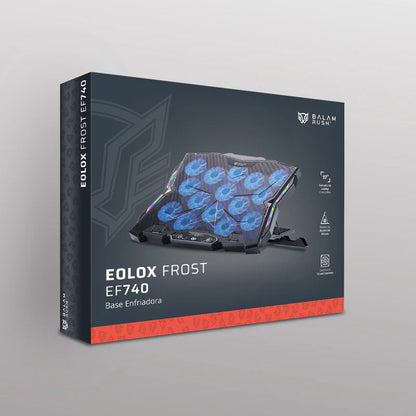 Base Enfriadora Gamer Balam Rush Eolox Frost Ef740 / Laptop 17 Pulg / 15 Ventiladores / Ajuste De Altura Y Velocidad / Iluminacion Rgb / Soporte P Celular / Puerto Usb A - Usb C / Negro / Br-941136