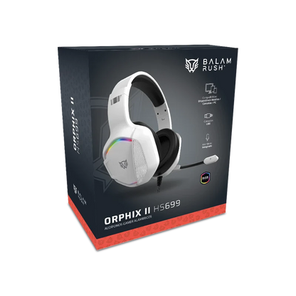 Audifonos Gamer Orphix Ii Hs699 / Alambricos / Diadema / Aux 3.5 Mm - Usb / Pc - Dispositivos Moviles -consolas / Altavoces 50 Mm / Iluminacion Rgb / Microfono Omnidireccional / Blanco / Br-941198