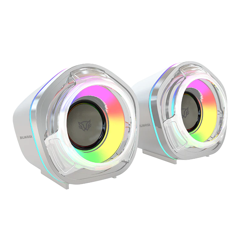 Bocinas Gamer Balam Rush Glimm Penta Bg545 / Conexion Dual / Sonido Estereo / Usb - Bluetooth 5.0 / 50 Mm / 45 Hz -16 Khz / Iluminacion Rgb / 2 Canales / 6 W / Blanco / Br-941235