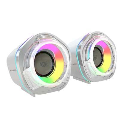 Bocinas Gamer Balam Rush Glimm Penta Bg545 / Conexion Dual / Sonido Estereo / Usb - Bluetooth 5.0 / 50 Mm / 45 Hz -16 Khz / Iluminacion Rgb / 2 Canales / 6 W / Blanco / Br-941235