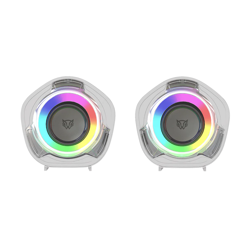 Bocinas Gamer Balam Rush Glimm Penta Bg545 / Conexion Dual / Sonido Estereo / Usb - Bluetooth 5.0 / 50 Mm / 45 Hz -16 Khz / Iluminacion Rgb / 2 Canales / 6 W / Blanco / Br-941235