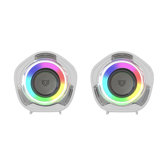 Bocinas Gamer Balam Rush Glimm Penta Bg545 / Conexion Dual / Sonido Estereo / Usb - Bluetooth 5.0 / 50 Mm / 45 Hz -16 Khz / Iluminacion Rgb / 2 Canales / 6 W / Blanco / Br-941235