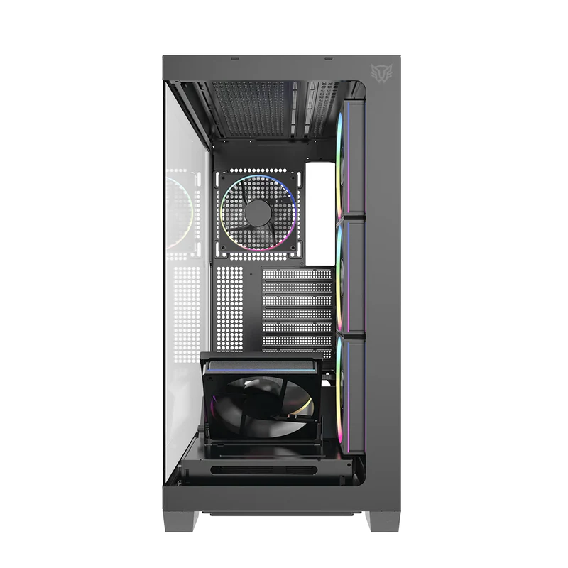 Gabinete Gamer Balam Rush Tank Polar 7900 / Media Torre / Atx - M-atx - Itx / Ventiladores Incluidos / Cristal Templado / Soporte Para Enfriamiento Liquido / Iluminacion Argb / Negro / Br-941471
