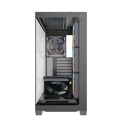 Gabinete Gamer Balam Rush Tank Polar 7900 / Media Torre / Atx - M-atx - Itx / Ventiladores Incluidos / Cristal Templado / Soporte Para Enfriamiento Liquido / Iluminacion Argb / Negro / Br-941471