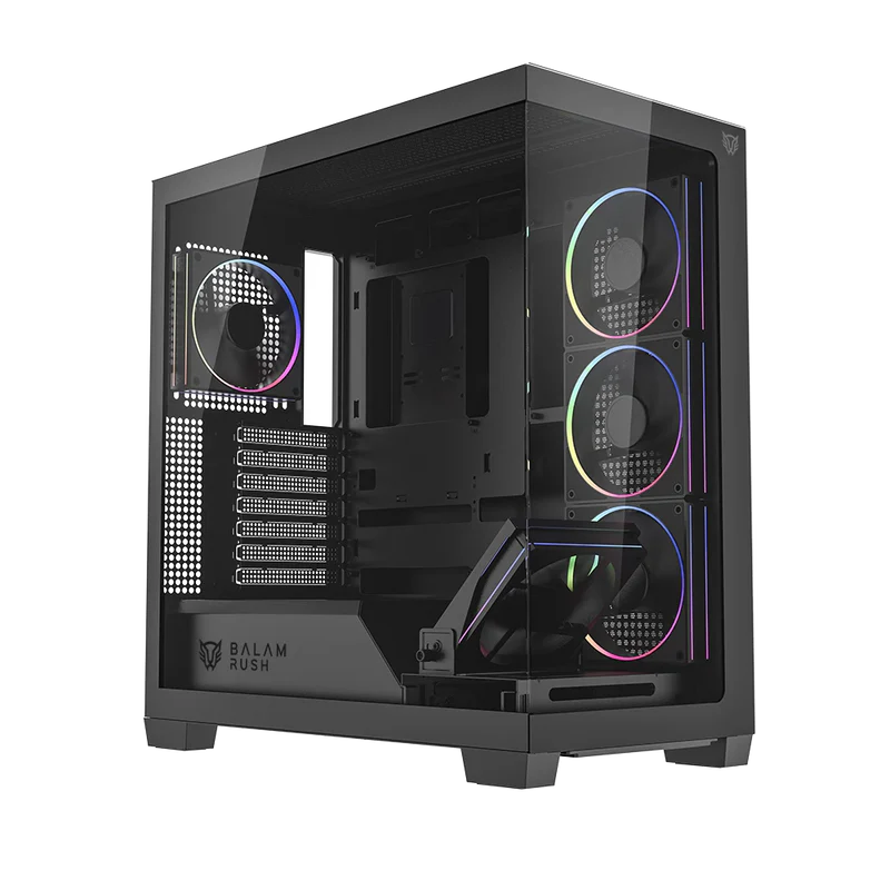 Gabinete Gamer Balam Rush Tank Polar 7900 / Media Torre / Atx - M-atx - Itx / Ventiladores Incluidos / Cristal Templado / Soporte Para Enfriamiento Liquido / Iluminacion Argb / Negro / Br-941471