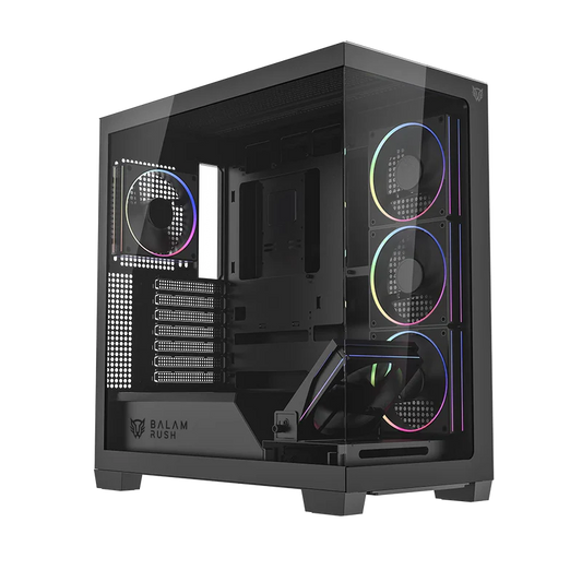 Gabinete Gamer Balam Rush Tank Polar 7900 / Media Torre / Atx - M-atx - Itx / Ventiladores Incluidos / Cristal Templado / Soporte Para Enfriamiento Liquido / Iluminacion Argb / Negro / Br-941471