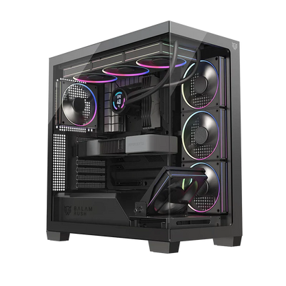 Gabinete Gamer Balam Rush Tank Polar 7900 / Media Torre / Atx - M-atx - Itx / Ventiladores Incluidos / Cristal Templado / Soporte Para Enfriamiento Liquido / Iluminacion Argb / Negro / Br-941471