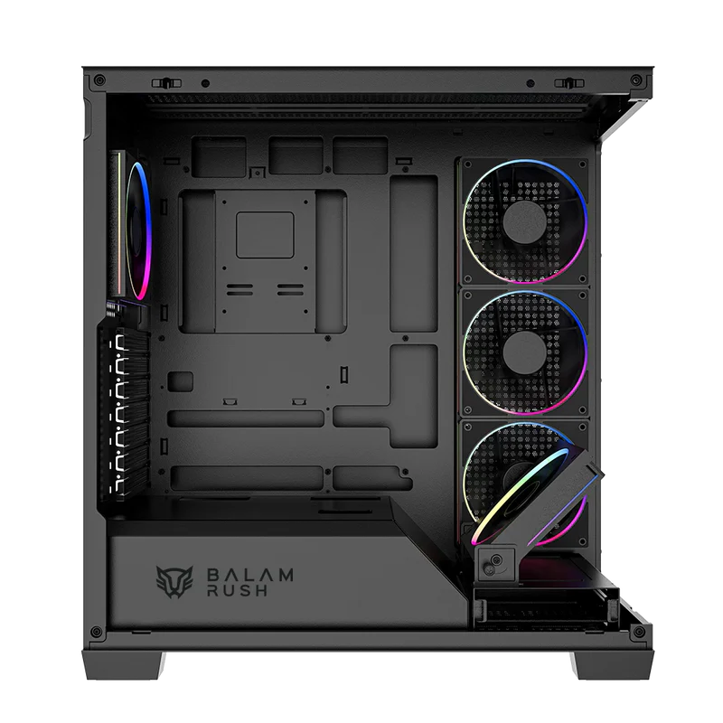 Gabinete Gamer Balam Rush Tank Polar 7900 / Media Torre / Atx - M-atx - Itx / Ventiladores Incluidos / Cristal Templado / Soporte Para Enfriamiento Liquido / Iluminacion Argb / Negro / Br-941471