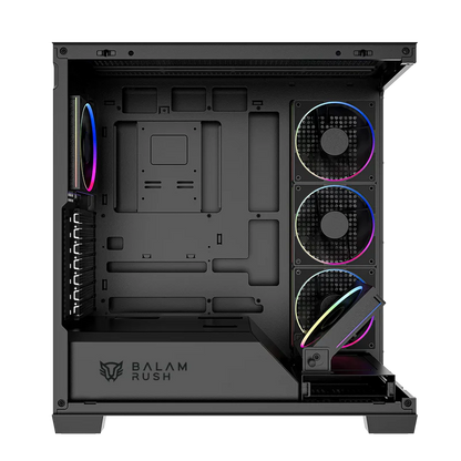 Gabinete Gamer Balam Rush Tank Polar 7900 / Media Torre / Atx - M-atx - Itx / Ventiladores Incluidos / Cristal Templado / Soporte Para Enfriamiento Liquido / Iluminacion Argb / Negro / Br-941471