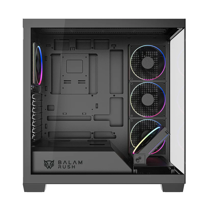 Gabinete Gamer Balam Rush Tank Polar 7900 / Media Torre / Atx - M-atx - Itx / Ventiladores Incluidos / Cristal Templado / Soporte Para Enfriamiento Liquido / Iluminacion Argb / Negro / Br-941471