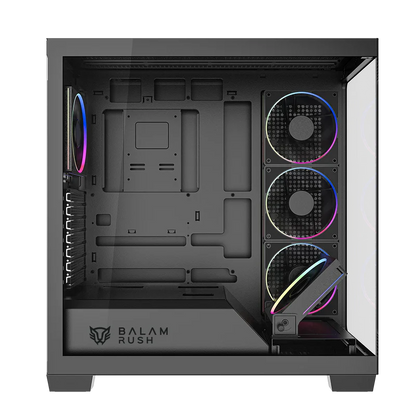Gabinete Gamer Balam Rush Tank Polar 7900 / Media Torre / Atx - M-atx - Itx / Ventiladores Incluidos / Cristal Templado / Soporte Para Enfriamiento Liquido / Iluminacion Argb / Negro / Br-941471