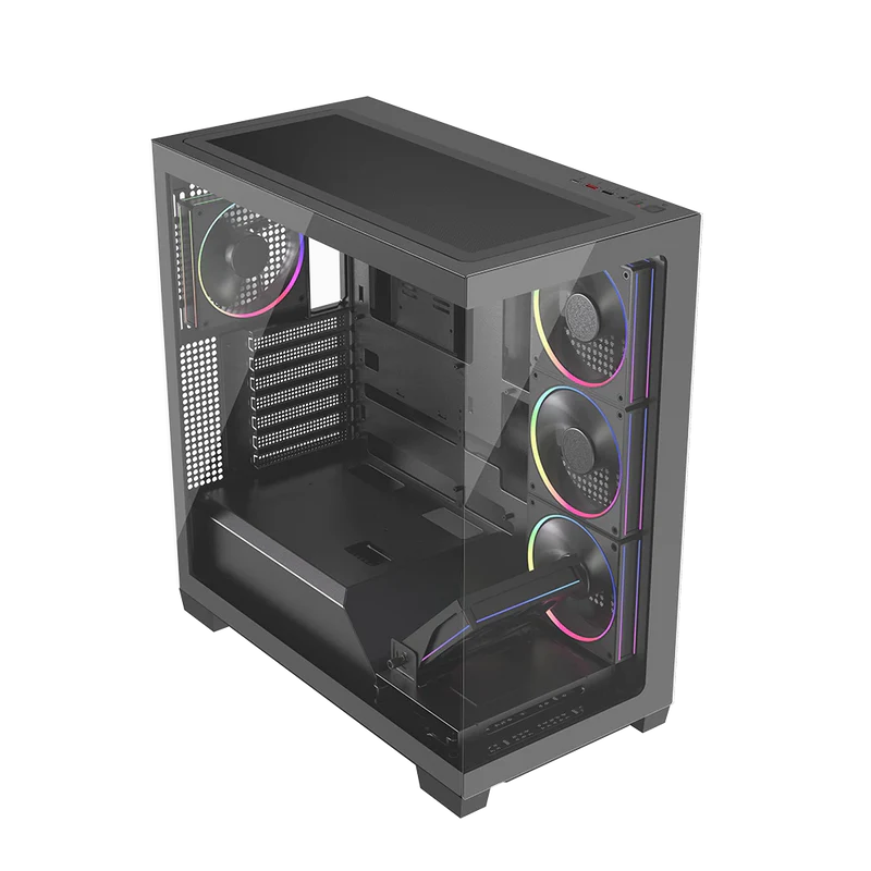 Gabinete Gamer Balam Rush Tank Polar 7900 / Media Torre / Atx - M-atx - Itx / Ventiladores Incluidos / Cristal Templado / Soporte Para Enfriamiento Liquido / Iluminacion Argb / Negro / Br-941471