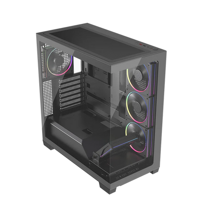 Gabinete Gamer Balam Rush Tank Polar 7900 / Media Torre / Atx - M-atx - Itx / Ventiladores Incluidos / Cristal Templado / Soporte Para Enfriamiento Liquido / Iluminacion Argb / Negro / Br-941471