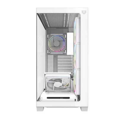 Gabinete Gamer Balam Rush Tank Polar 7900 / Media Torre / Atx - M-atx - Itx / Ventiladores Incluidos / Cristal Templado / Soporte Para Enfriamiento Liquido / Iluminacion Argb / Blanco / Br-941488