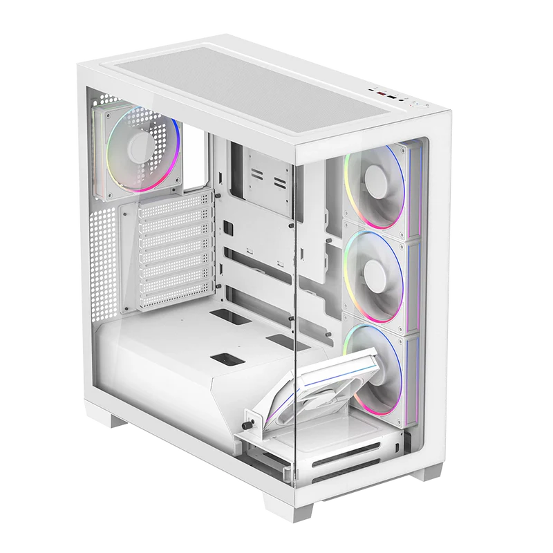 Gabinete Gamer Balam Rush Tank Polar 7900 / Media Torre / Atx - M-atx - Itx / Ventiladores Incluidos / Cristal Templado / Soporte Para Enfriamiento Liquido / Iluminacion Argb / Blanco / Br-941488