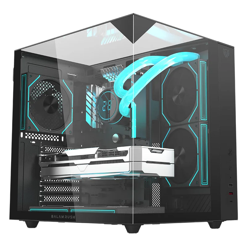 Gabinete Gamer Balam Rush Tank Majestic 6600 / Media Torre / Atx - Micro Atx - Itx / Ventiladores Argb / Cristal Templado / Soporte P/ Tarjeta Grafica 330 Mm / Dual Chamber / Negro / Br-941525