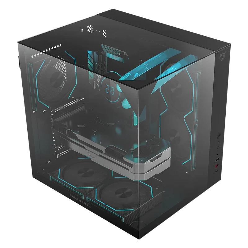 Gabinete Gamer Balam Rush Tank Majestic 6600 / Media Torre / Atx - Micro Atx - Itx / Ventiladores Argb / Cristal Templado / Soporte P/ Tarjeta Grafica 330 Mm / Dual Chamber / Negro / Br-941525