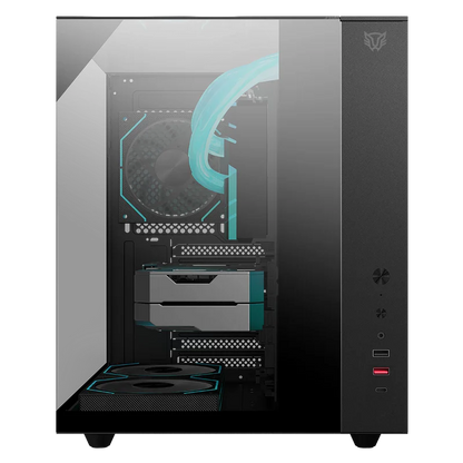 Gabinete Gamer Balam Rush Tank Majestic 6600 / Media Torre / Atx - Micro Atx - Itx / Ventiladores Argb / Cristal Templado / Soporte P/ Tarjeta Grafica 330 Mm / Dual Chamber / Negro / Br-941525