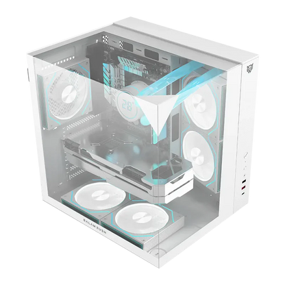 Gabinete Gamer Balam Rush Tank Majestic 6600 / Media Torre / Atx/micro Atx- Mini Itx / Ventiladores Argb 3x120 Mm / Triple Panel De Cristal Templado / Blanco / Br-941532