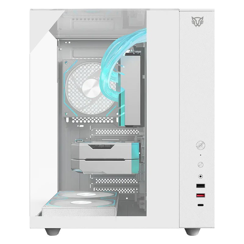 Gabinete Gamer Balam Rush Tank Majestic 6600 / Media Torre / Atx/micro Atx- Mini Itx / Ventiladores Argb 3x120 Mm / Triple Panel De Cristal Templado / Blanco / Br-941532