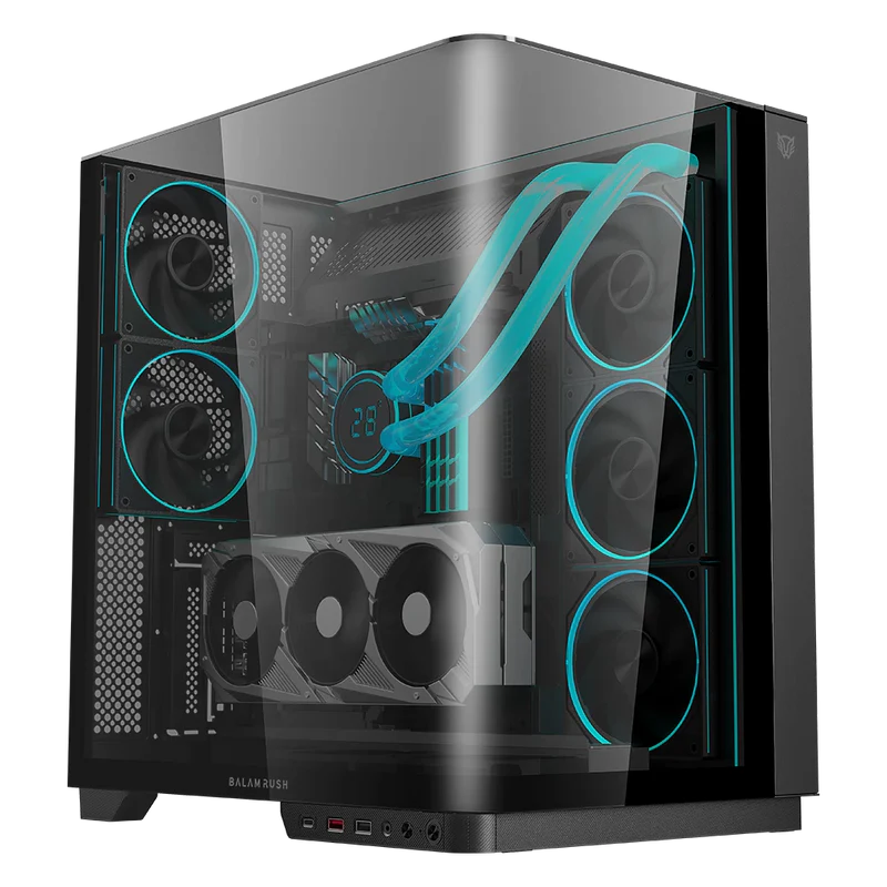 Gabinete Gamer Balam Rush Tank Expert Curve 7800 / Media Torre / Atx/micro Atx- Mini Itx / Ventiladores Argb Y Tiras Led / Panel Curvo De Cristal Templado / Negro / Br-941556