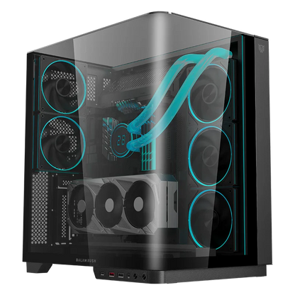 Gabinete Gamer Balam Rush Tank Expert Curve 7800 / Media Torre / Atx/micro Atx- Mini Itx / Ventiladores Argb Y Tiras Led / Panel Curvo De Cristal Templado / Negro / Br-941556