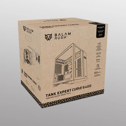 Gabinete Gamer Balam Rush Tank Expert Curve 6400 / Mini Torre / Matx - Itx / Ventilador Argb X3 / Max Gpu 350 Mm / Panel De Cristal - Filtro De Polvo / Pantalla Digital / Negro / Br-941617