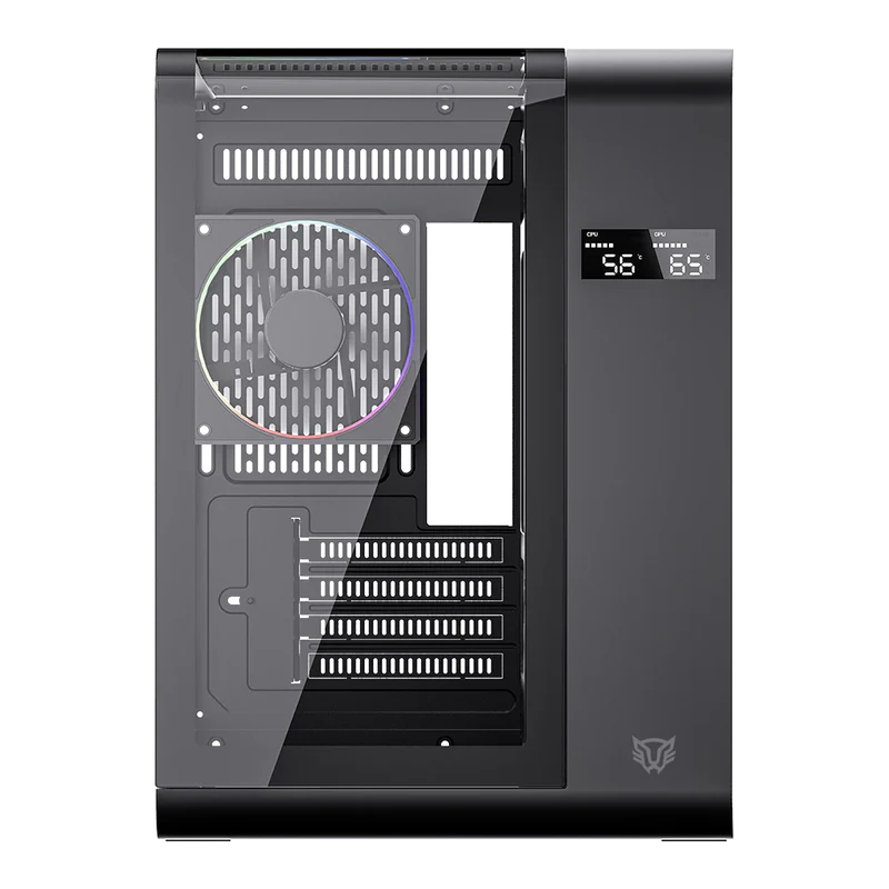 Gabinete Gamer Balam Rush Tank Expert Curve 6400 / Mini Torre / Matx - Itx / Ventilador Argb X3 / Max Gpu 350 Mm / Panel De Cristal - Filtro De Polvo / Pantalla Digital / Negro / Br-941617